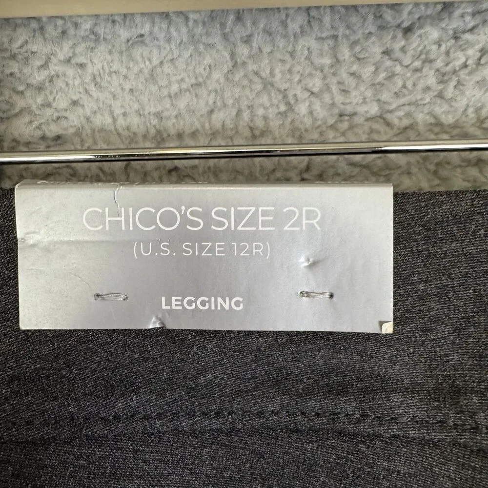 S Chicos‎ Ponte Leggings Size 2R US 12 Gray Stretch Pull On NWT